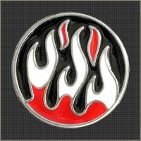 Black, White, and Red Flame Snap Head