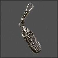 Wolf`s Head Feather Zipper Pull