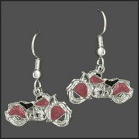 Mauve Inlay Motorcycle Earrings