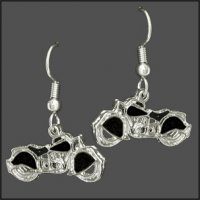 Black Inlay Motorcycle Earrings